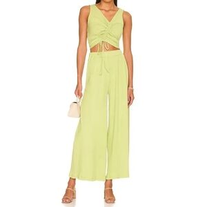 NWT Callahan x Revolve Wide Leg High Waist Flowy Bo Ribbed Cotton Pant Basil XS